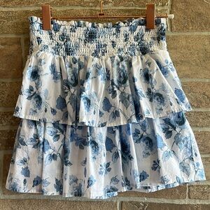Art Class Floral Print Tiered Skirt